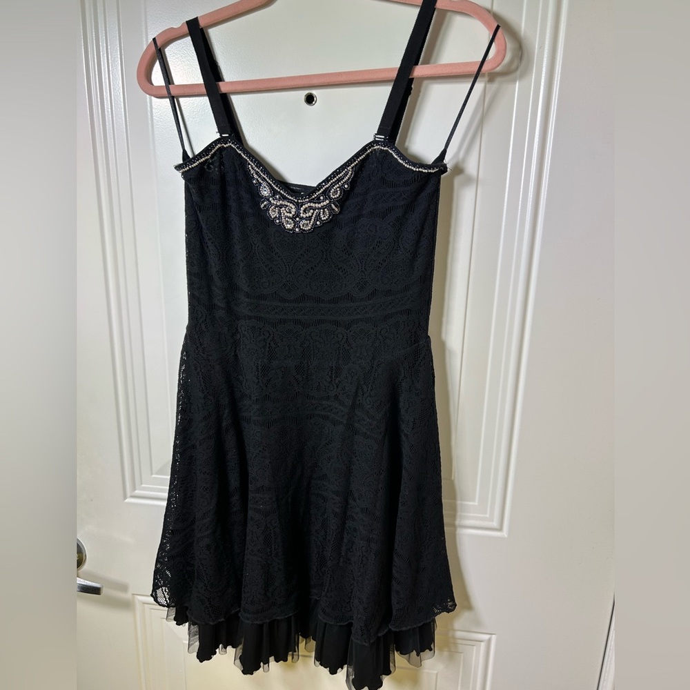 Free People Black Lace Mini Dress